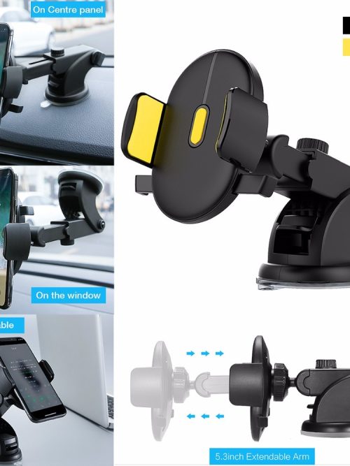 Car Phone Holder Long Rod Telescopic Car Dashboard Suction Cup Type